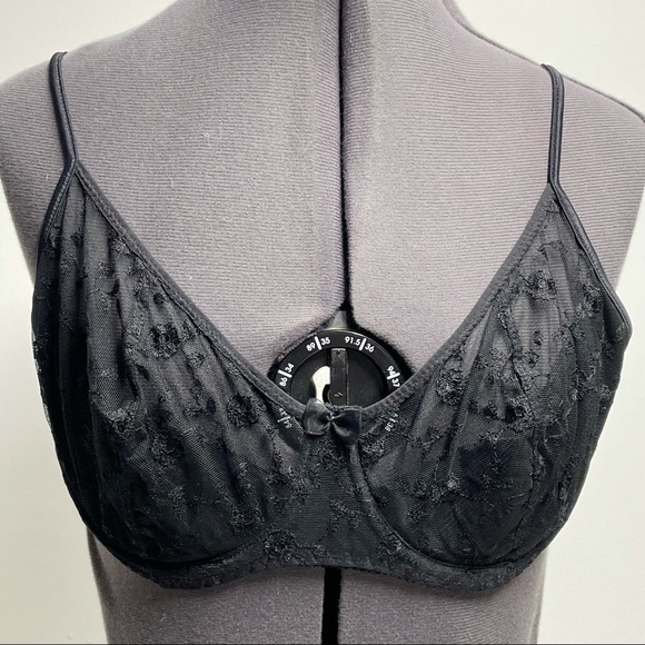 Vintage Cacique Black Lace Underwire Bra - Picture 2 of 5